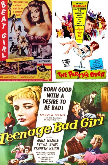 Film Posters for "Beat Girl, "The Party's Over" and "Teenage Bad Girl"