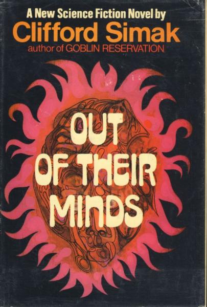 A picture of a book cover, in color. The background is black, contrasting against a stylized orange shape wreathed in pink flames. The stylized orange shape may be interpreted as a skull, a face, a heart, or a mass of machinery. White letters in a faintly psychedelic font spell out the title.