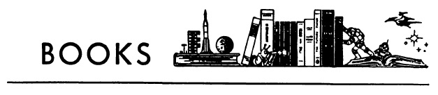 Banner reading 'Books' with an illustration of a shelf of books bracketed on the one side by a miniature of a rocket staged for liftoff, and on the other with a diorama of an astronaut having landed on a book acting as a book-end