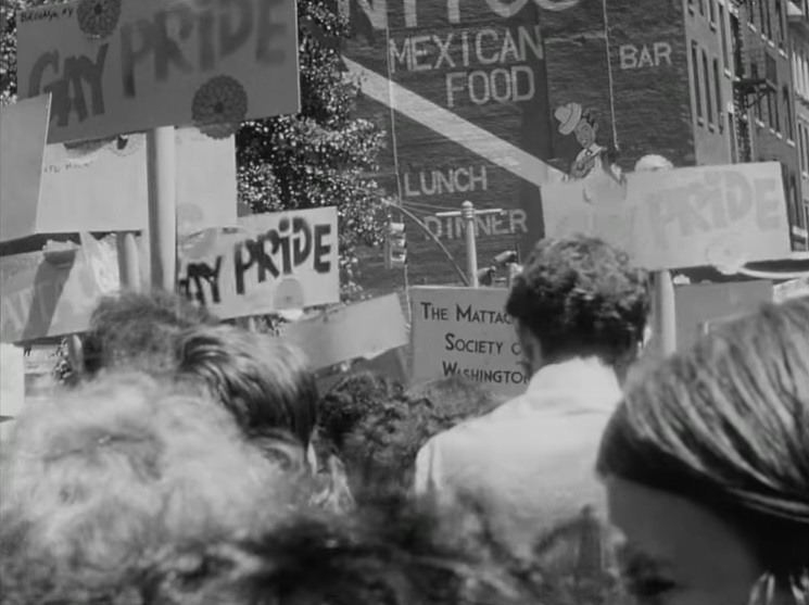 scene from the first Christopher Street Liberation Day March, held in New York, New York, on June 28, 1970
