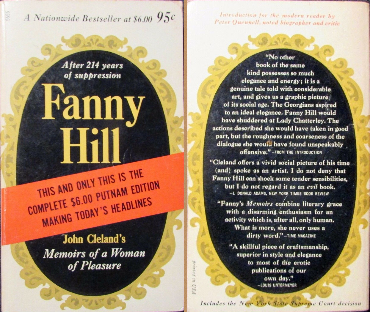 Fanny Hill paperback front and back covers