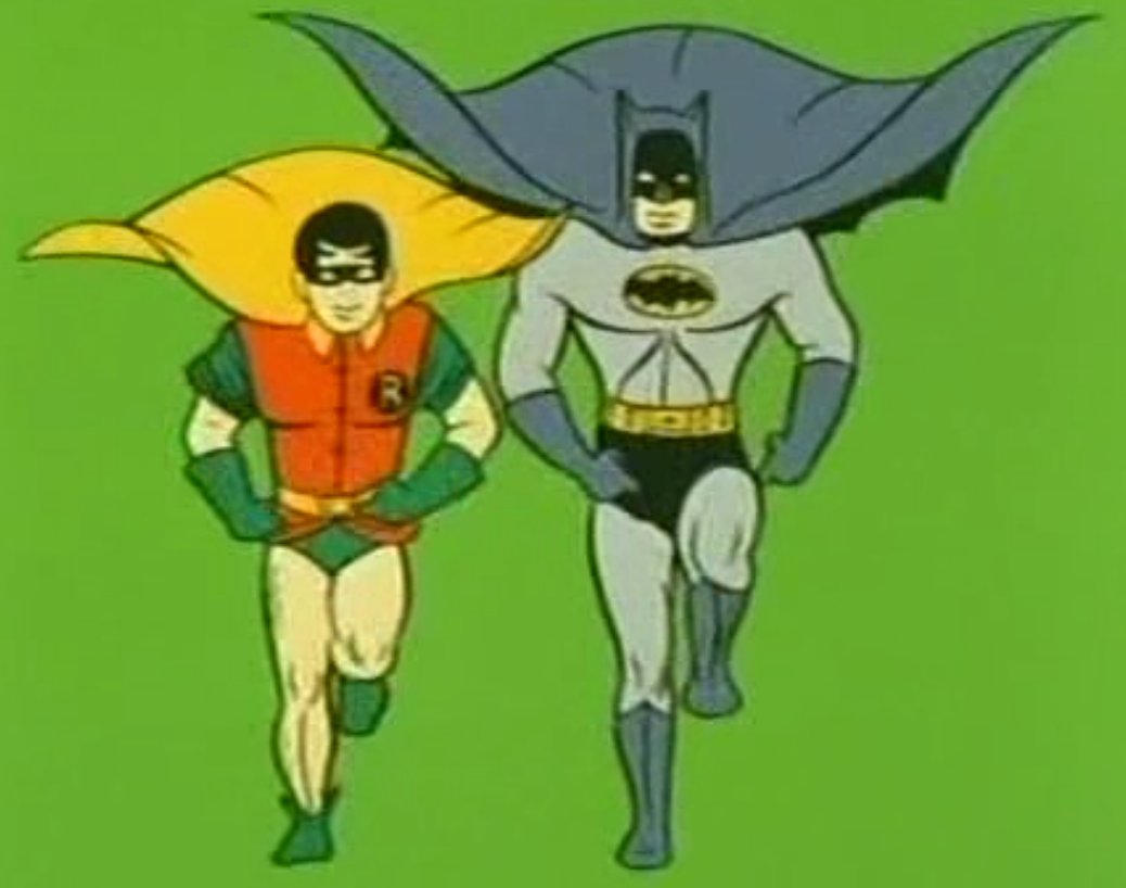 Batman and Robin running toward the viewer