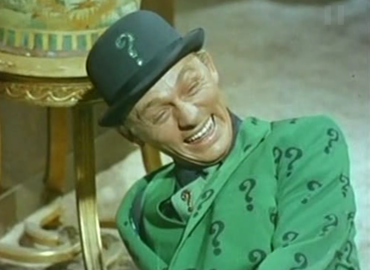 The Riddler, laughing