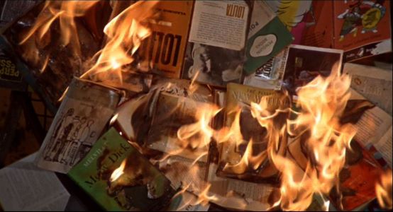 Montag's secret collection of books is burnt