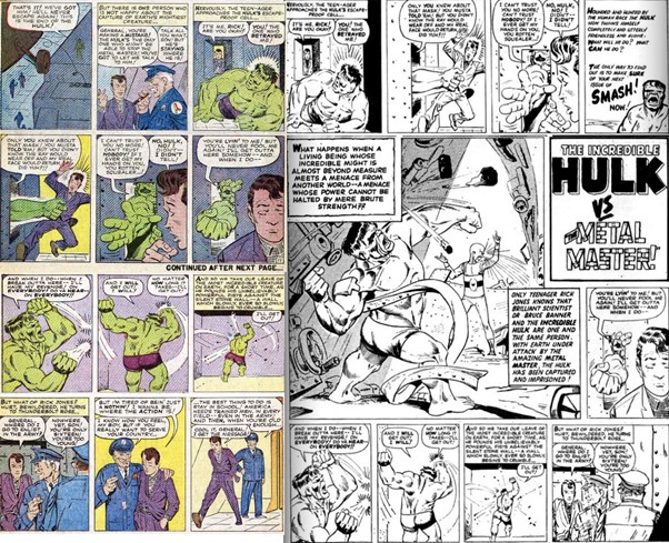 Comparison of Marvel and Odhams hulk Pages