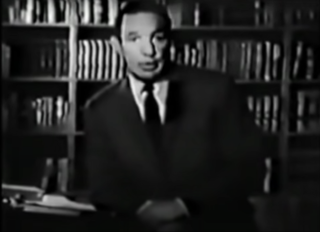 A still of Mike Wallace speaking from the 1967 CBS News Report "The Homosexuals."