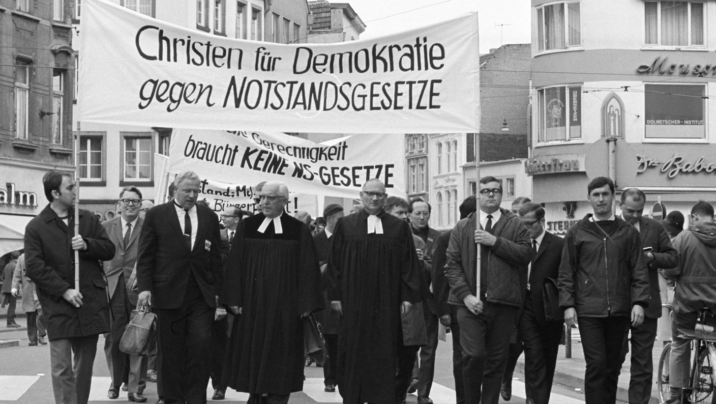 Priests protesting against the West German emergency power act