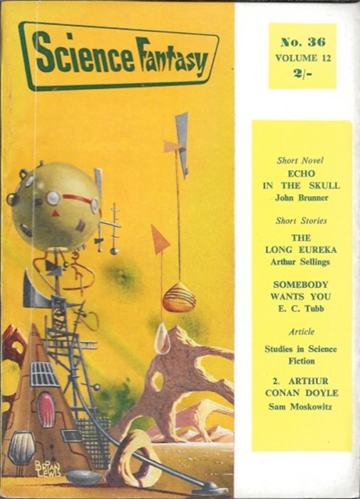 Cover of August 1959 Science Fantasy with a more abstract illustration