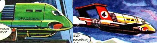 Two image of the Space Bugs craft that resemble Thunderbird 2.