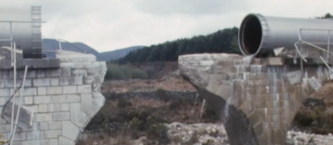 Blown up bridge of a large water pipe