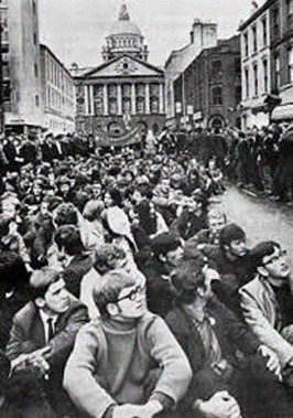 People's Democracy sit down protest in Belfast