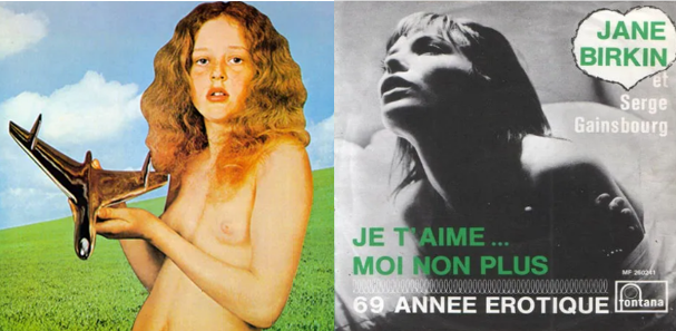 Covers for Blind Faith LP and Single of Je T'Aime, both featuring nudity