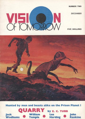 Vision of Tomorrow #2 cover, with a picture illustrating Quarry by E. C. Tubb