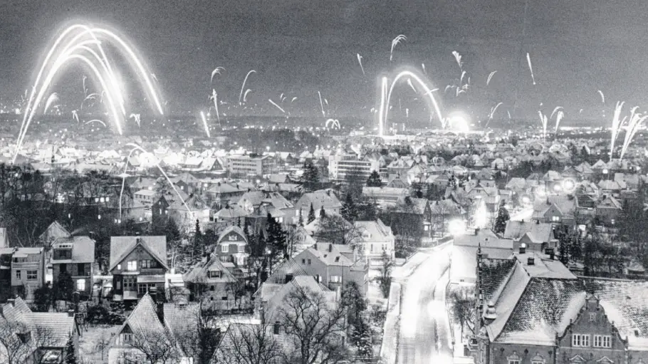 Fireworks over Delmenhorst on New Year's Eve 1969