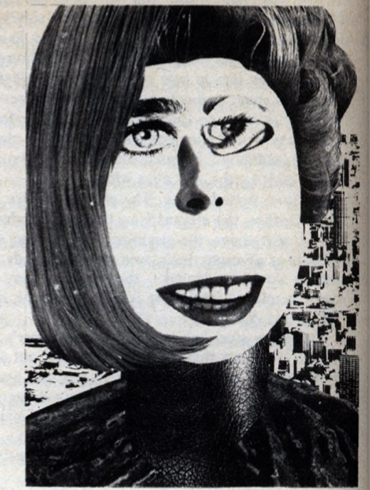 Art for "Princess Margaret's Facelift" by JG Ballard, showing a female face made up of a collage of photographs of facial features