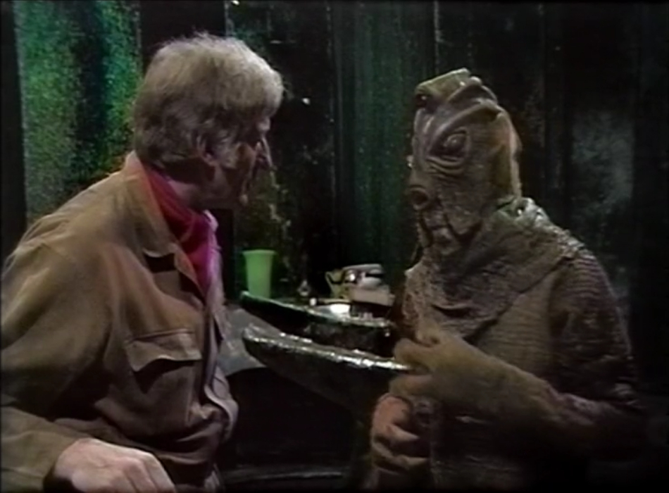 The Doctor talks with the Elder Silurian. 