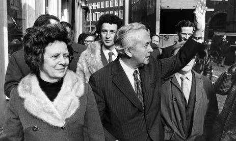 Harold Wilson out campaigning