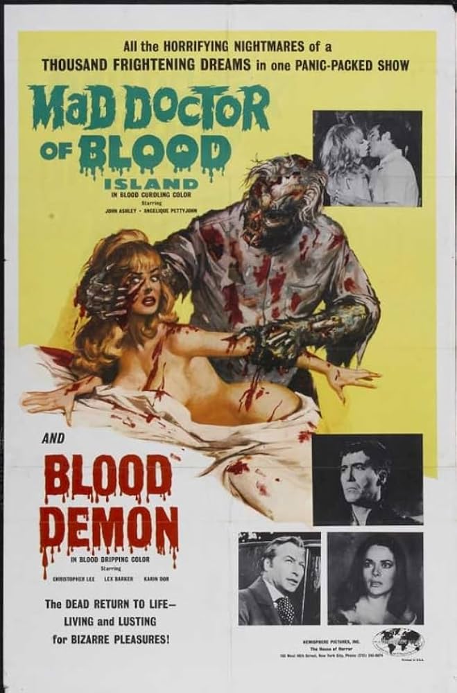 Poster for a double feature of <i>Mad Doctor of Blood Island</i> and <i>Blood Demon</i>